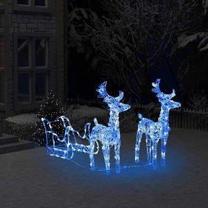 Reindeers & Sleigh Christmas Decoration 160 LEDs 51.2" Acrylic - 1 of 4
