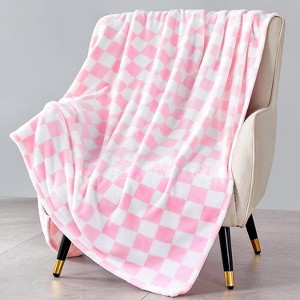 Lomsoe Checkered Blanket Flannel Throw Blankets Soft Cozy Checkered Grid Print Chessboard Pattern Throws for Bed Sofa Couch. - 1 of 4