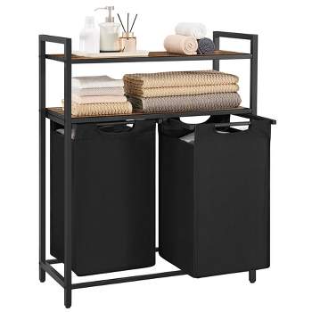 VASAGLE Laundry Hamper, Laundry Basket, Laundry Sorter with 2 Pull-Out and Removable Bags, Rustic Brown and Black