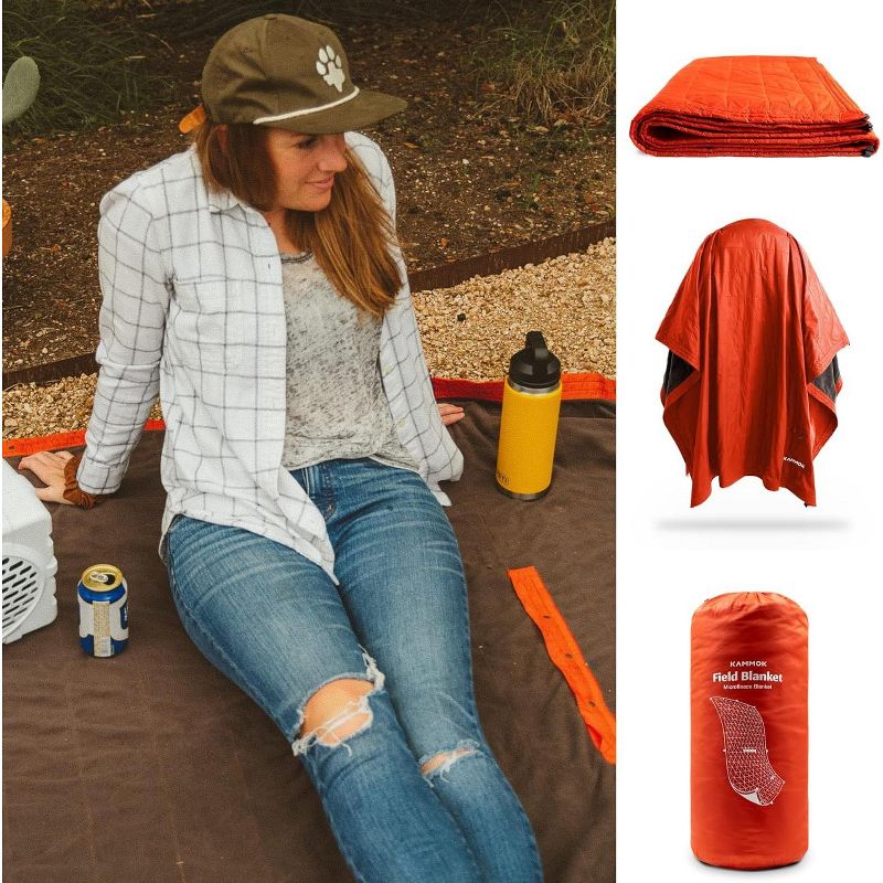Kammok Field Blanket, Convertible and Wearable Sleeping Bag, Water Resistant Microfleece, Ripstop Nylon, With Stuff Sack, For Camping, 6 of 9