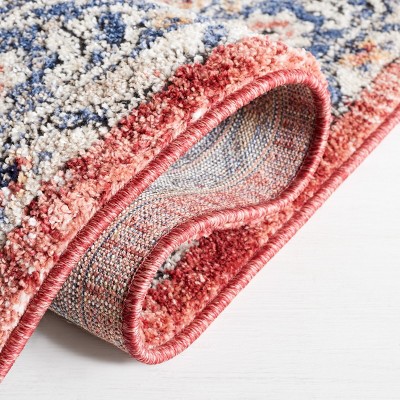 Luna 4'5" x 6'5" Blue and Rust Synthetic Area Rug