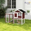 PawHut 49" Wooden Rabbit Hutch Bunny Cage with Waterproof Asphalt Roof, Fun Outdoor Run, Removable Tray and Ramp - 2 of 4