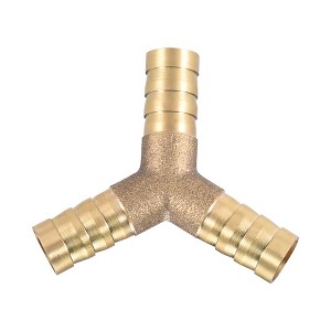 Unique Bargains 10mm 3/8" ID Brass Barb Splicer Fitting Y-Shaped 3 Ways Barb Hose Fitting Air Gas Water Fuel Barbed Tee Connector - 1 of 3