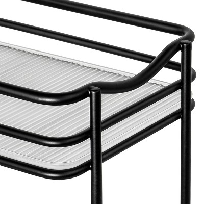 Black Powder-Coated Steel 2-Tier Pull Out Spice Rack Organizer