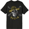One Piece Live Action Text Logo & Straw Hat Skull & Crossbones Adult Black Crew Neck Short Sleeve T-shirt - 3 of 4