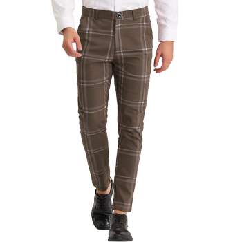 Lars Amadeus Men's Casual Striped Slim Fit Flat Front Contrast Color Skinny  Trousers Brown 34 : Target