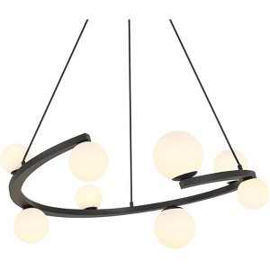 Possini Euro Design Possini Euro Madrid 35 1/2"W Matte Black and Glass 8-Light Chandelier - 1 of 4