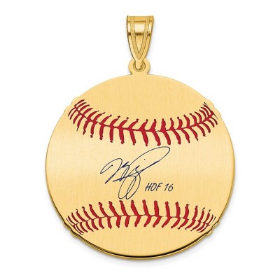 Black Bow Jewelry 14K Gold Plated Mike Piazza Signature MD Enamel Baseball Pendant