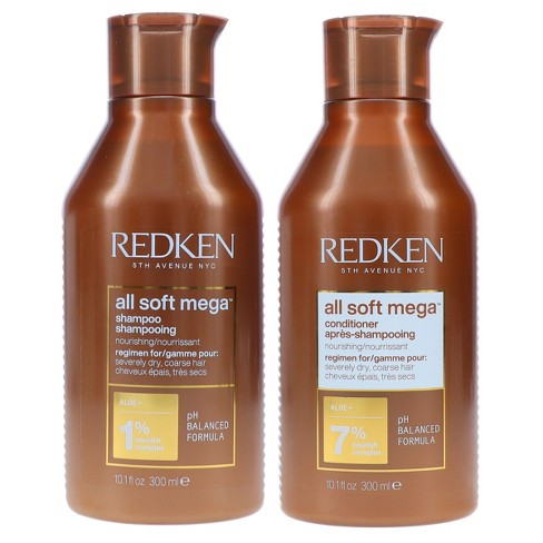 Redken All Soft Mega Shampoo 10.1 Oz & All Soft Conditioner 8.5 Oz Combo Pack