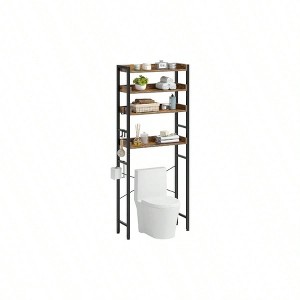 Over Toilet Storage Rack 3 Tier Bathroom Space Saver with Adjustable Shelves Rustic Brown Organizer Washroom Bathroom - 1 of 4