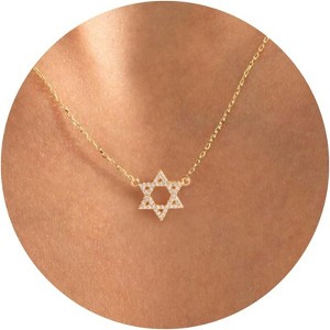 Gold Symbol Necklace for Women, 14K Gold Plated Infinity Star Evil Eye & Cross - 1 of 4