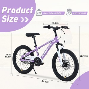 Gulches 20 Inch Kids Mountain Bike, Steel Frame Dual Disc Brakes, Suspension Fork, Adjustable Saddle & Handlebar, Multiple Colors - 1 of 4