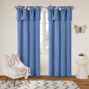 Awesome Home  Recycled Cotton Blend Ruffle Tie Top Curtains Pair - 1 of 4