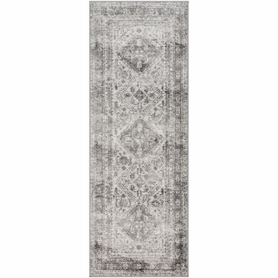 Mark & Day Jules 2'7"x7'3" Runner Woven Indoor Area Rugs Light Gray/White/Charcoal: Stain-Resistant, Pet Friendly, Traditional