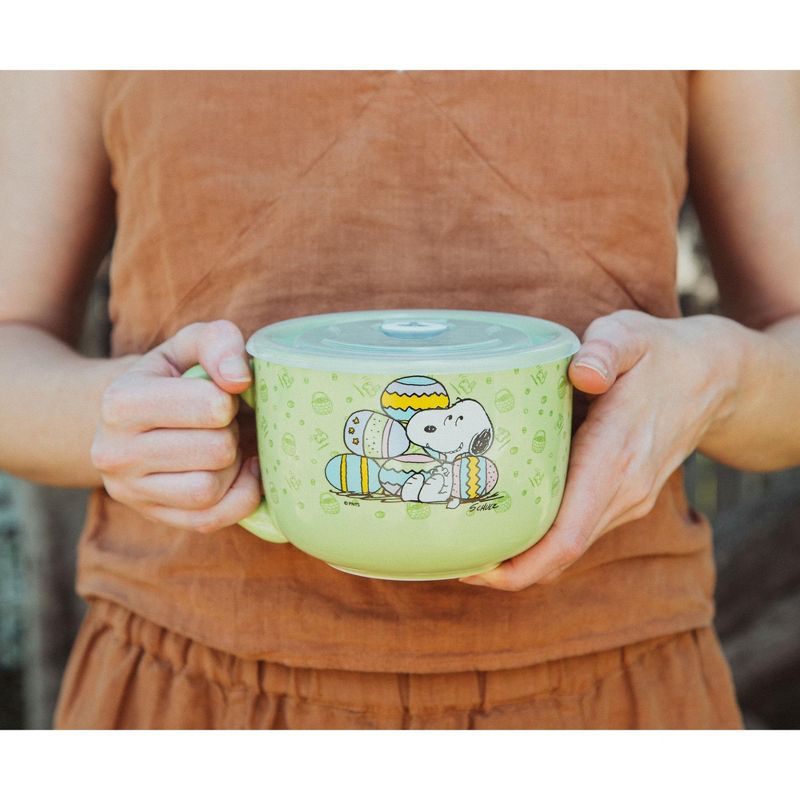 Silver Buffalo Peanuts Snoopy Easter Pastel Green Soup Mug With Vented Lid | Holds 24 Ounces, 4 of 7
