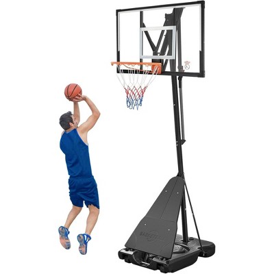 SKONYON 4.8-10FT Adjustable Basketball Goal System, 54 Inch Outdoor Basketball Hoop & Goals