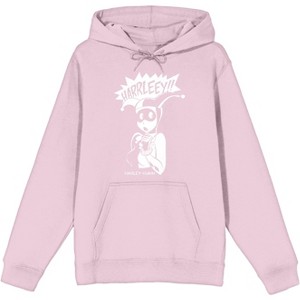 Harley Quinn Joker Costume Long Sleeve Cradle Pink Adult Hooded Sweatshirt - 1 of 2
