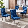 Velvet Dining Chair Set of 2,Upholstered Dining Chairs with Nailhead Trim for Dining Room,High Backrest Armless Kitchen Chairs-Cuddlewood - 3 of 4