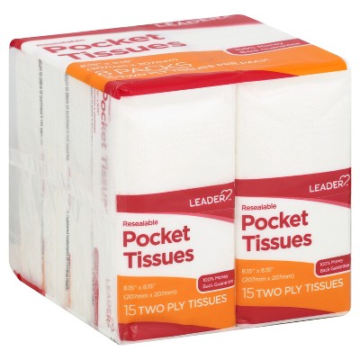 Leader - Pocket Tissues Pack, 15 Ct