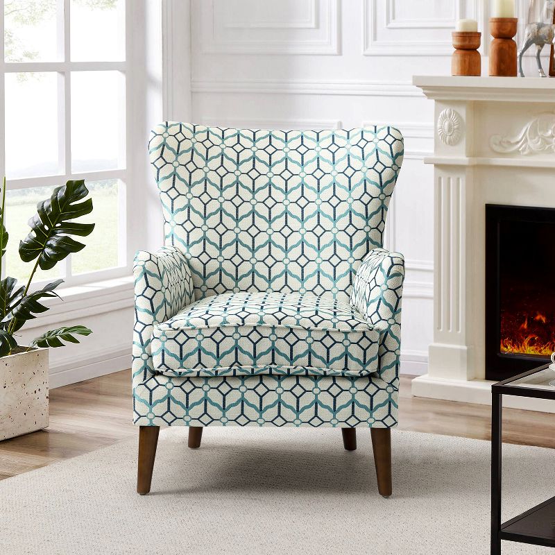 Nikolaus Comfy Living Room Armchair with Floral Fabric Pattern and Wingback | ARTFUL LIVING DESIGN, 2 of 11