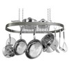 Range Kleen Hammered Gray Enameled Oval Hanging Pot Rack: Steel Ceiling Mount Pot Organizer, 32.5" x 17.38" - 2 of 3