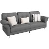 83'' Modern White Sofa 3 Seater Comfy Couch with Sponge Armrest, Iron Frame, Curved Bent Armrest, Magazine Pocket, and Deep Cushion - 3 of 4