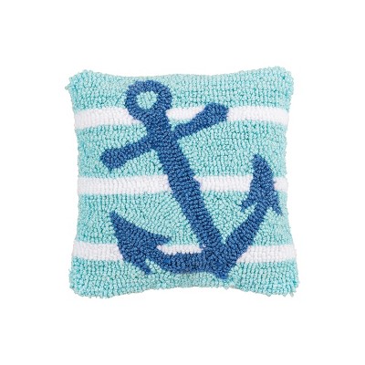 C&F Home 8" x 8" Anchor Stripe Petite Hooked Throw Pillow