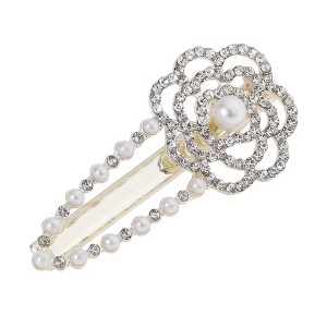 Unique Bargains Faux Pearl Camellia Hair Clips 1 Pc - 1 of 4