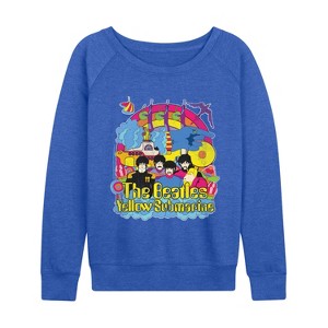 Women's - The Beatles - Vintage Yellow Submarine Lightweight French Terry Wide Neck Long Sleeve Graphic Shirt - 1 of 4
