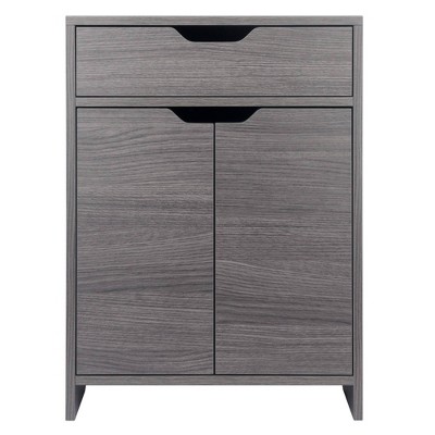 Gray Composite Wood Office Storage Cabinet with Adjustable Shelving