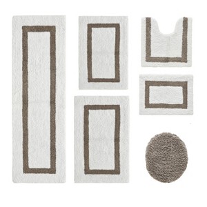 Hotel Bath Rug 100% Premium Cotton Tufted Weave Two Tone Reversible 6 Piece Bathroom Rug Set, Super Soft & Water Absorbent, Machine Washable Bathmat - 1 of 4