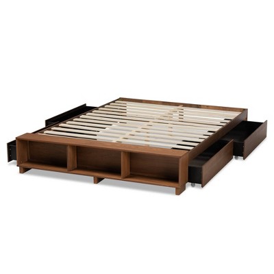 Arthur King Size Ash Walnut Wood Platform Bed with Storage