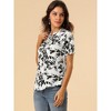 Allegra K Women's Ruffle Tie V-Neck Casual Smocked Short Sleeve Floral Top - 4 of 4