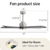 Sofucor 52 inch Ceiling Fan Lights Kit Remote Modern Smart Ceiling Fan Work with Alexa APP, Indoor Outdoor Ceiling Fan with 3 Downrods - 3 of 4