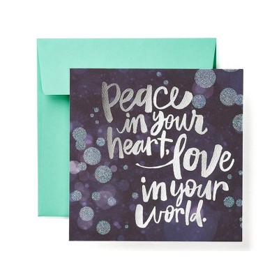 "Peace In Your Heart" Bokeh And Lettering Card