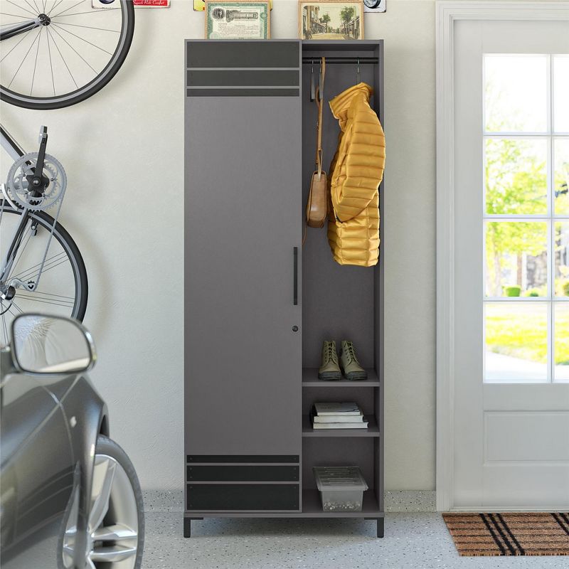 Shelby Tall Garage Storage Cabinet with 1 Door and Hang Rod, Graphite, 2 of 5