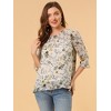 INSPIRE CHIC Women's Round Neck Ruffle 3/4 Sleeve Floral Print Chiffon Blouse - 4 of 4