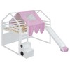 Sapphtopaz Loft Bed with Slide & Ladder,House-Shaped Bed Frame with Roof & Tent,Kids Wooden Loft Bed with Storage Rack for Boys&Girls - 4 of 4