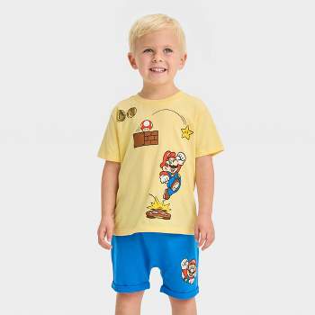 Toddler Boys' Nintendo Super Mario Top and Bottom Shorts Set - Yellow/Blue