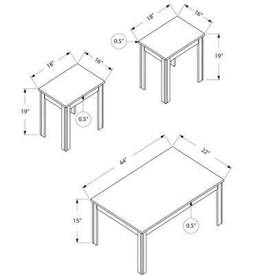 Gray Laminate Transitional 3-Piece Coffee and End Table Set