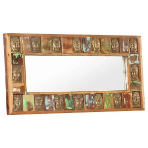 vidaXL Mirror with Buddha Cladding 43.3"x19.7" Solid Reclaimed Wood - 1 of 4