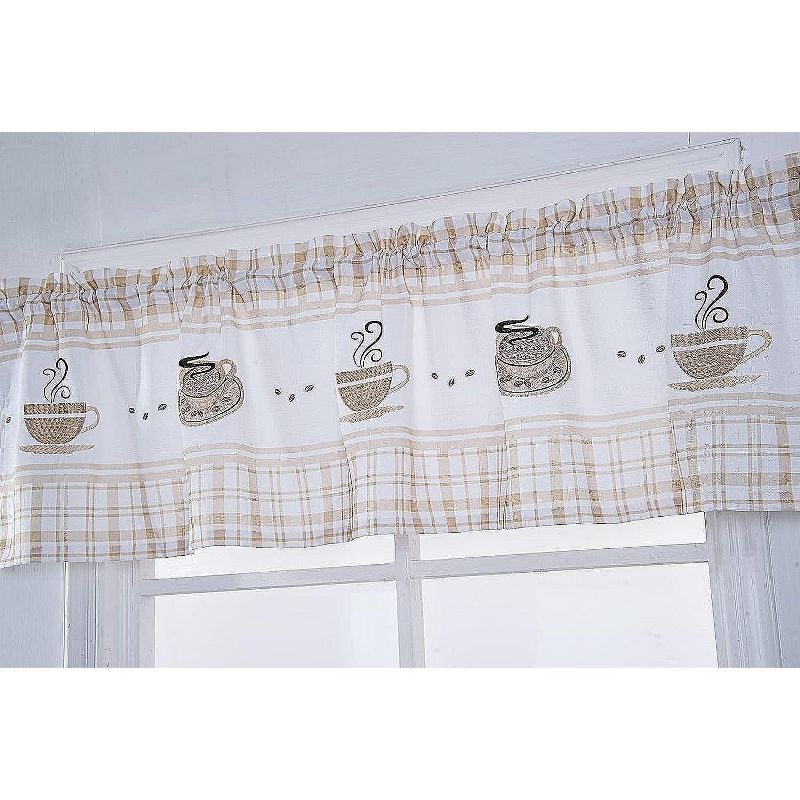 GoodGram Plaid Coffee Time 3 Pc Cafe Kitchen Curtain Tier & Valance Set, 3 of 7