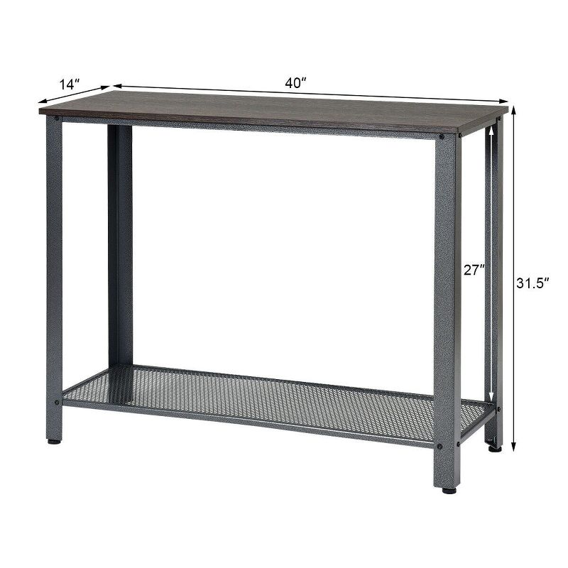 Costway Console Sofa Table W/ Storage Shelf Metal Frame Wood Look Entryway Table SilverBlack, 3 of 8