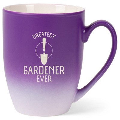 Elanze Designs Greatest Gardener Ever 12 Ounce Ceramic Laser-Etched Engraved Drinkware Mug, Purple and White Ombre