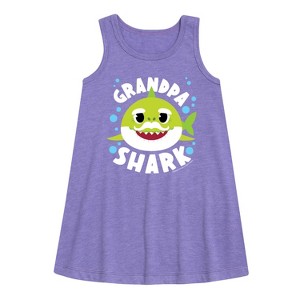 Girls' - Baby Shark - Grandpa Shark Graphic Sleeveless Aline Dress - 1 of 4