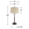 Possini Euro Design Modern Table Lamp with USB and AC Power Outlet Workstation Charging Base 33" Tall Bronze Off White Drum Shade Office - image 4 of 4