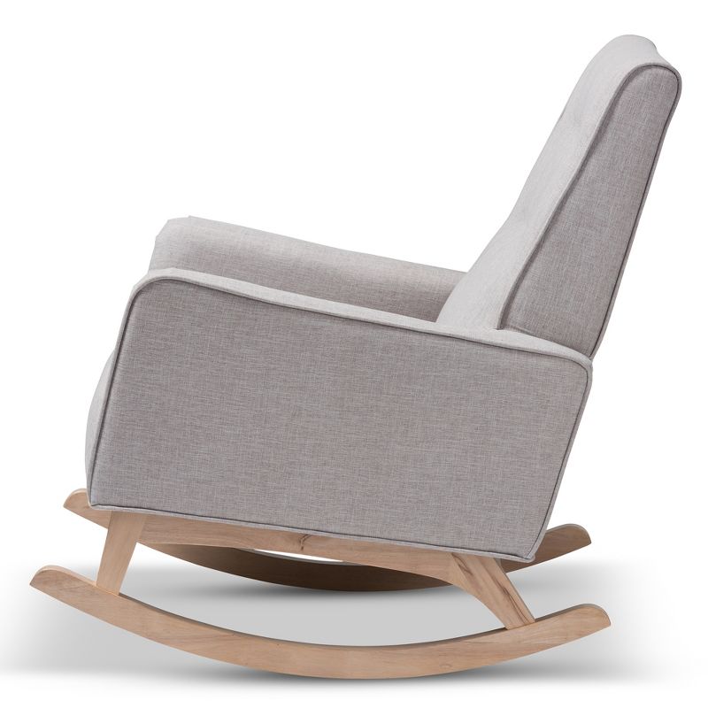 Marlena Mid - Century Modern Fabric Upholstered Whitewash Wood Rocking Chair - Baxton Studio, 4 of 11