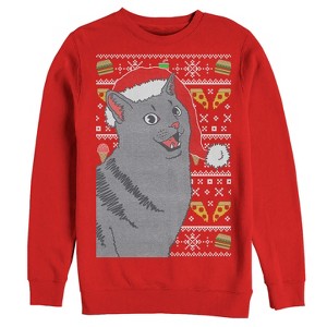Women's Lost Gods Ugly Christmas Food Cat Sweatshirt - 1 of 3