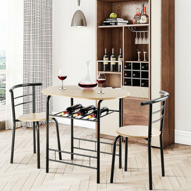 Costway 3 Pcs Dining Set 2 Chairs And Table Compact Bistro Pub Breakfast Home Kitchen, 3 of 11