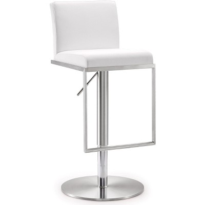 Amalfi Performance Vegan Leather Adjustable Stool White  15"W x 17.5"D x 40.1"H